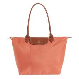 Longchamp Le Pliage Large Pink Canvas Tote Shoulder Bag NWT Foldable Leather